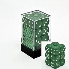 CHX 25605 Green w/White Dice Block (12 Opaque 16mm Pipped d6 Dice)